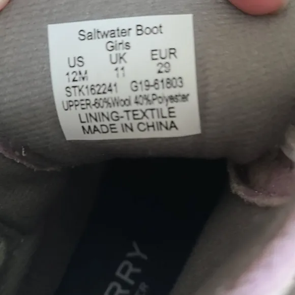SPERRY GIRLS BOOTS SIZE 12