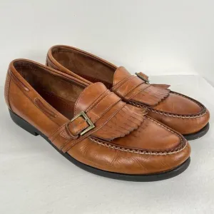 Sperry Kiltie Fringe Leather Loafers Mens 13 Tan Brown Slip On Shoes with Buckle