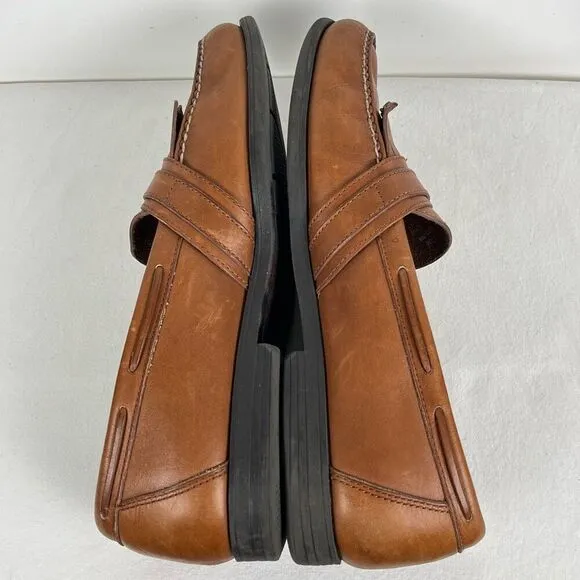 Sperry Kiltie Fringe Leather Loafers Mens 13 Tan Brown Slip On Shoes with Buckle
