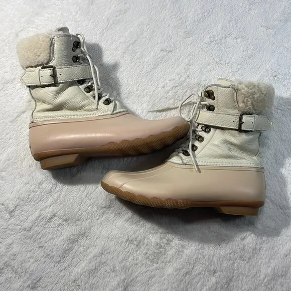 Sperry Shearwater Buckle Sherpa Boots womens 9.5