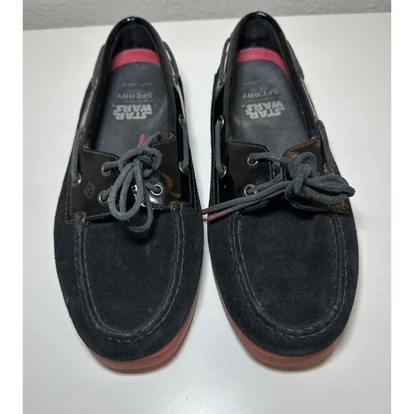 Sperry x Star Wars Flats Womens Size 8 Black A/O 2-Eye Darth Vader Leather Red