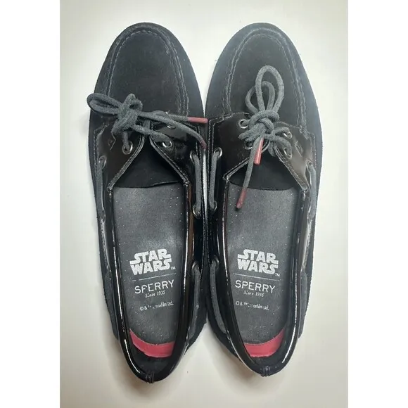 Sperry x Star Wars Flats Womens Size 8 Black A/O 2-Eye Darth Vader Leather Red