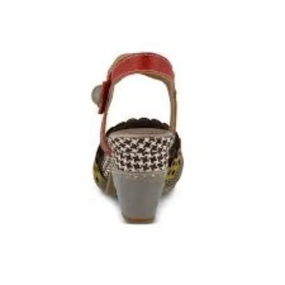 Spring Step Jacinta GRYM Block Heel Funky Retro Ankle Strap w Contrasting Detail