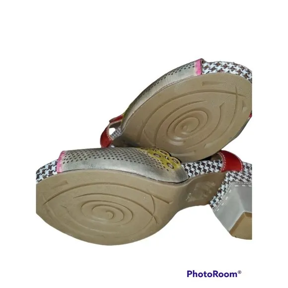 Spring Step Jacinta GRYM Block Heel Funky Retro Ankle Strap w Contrasting Detail