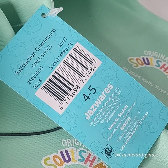 SQUISHMALLOW WINSTON 🦉 Teal Kids Slides Sandals Big kids 4-5 NWT