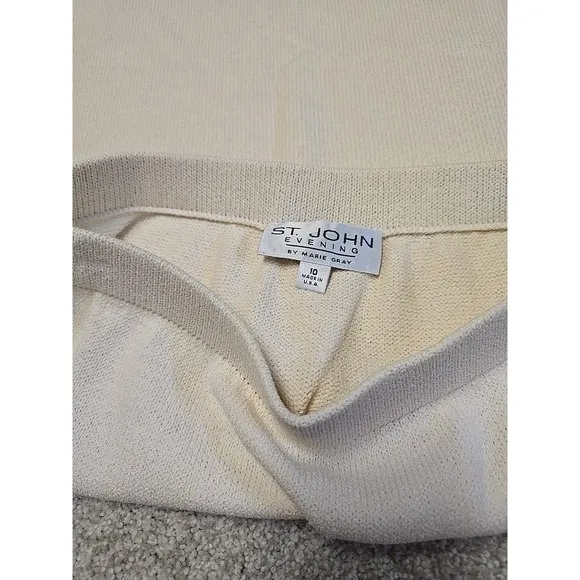 St John Evening By Marie Gray A-Line Ivory Santana Knit Skirt Sz 10 Academia