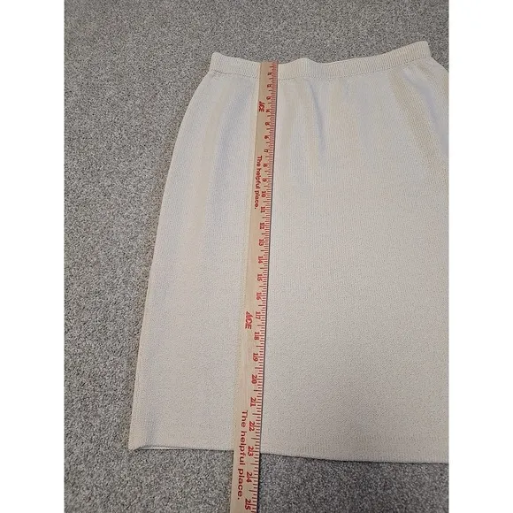 St John Evening By Marie Gray A-Line Ivory Santana Knit Skirt Sz 10 Academia