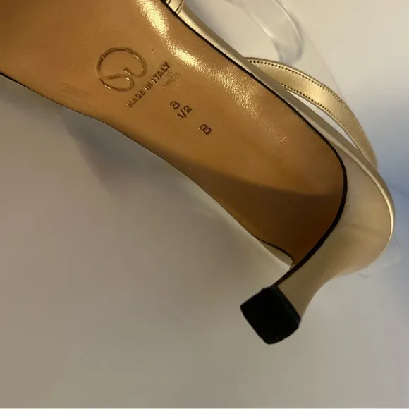St. John Italian leather gold mesh slingback heels size 8.5 formal luxury
