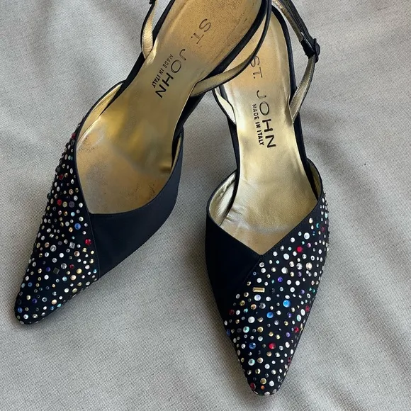 St. John Women's Black Embellished Heels