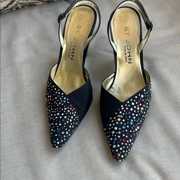 St. John Women's Black Embellished Heels