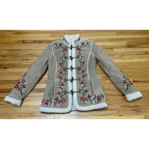 St John's Bay Phoebe Of Friends Jacket Women's S Beige Suede 90s Penny Lane