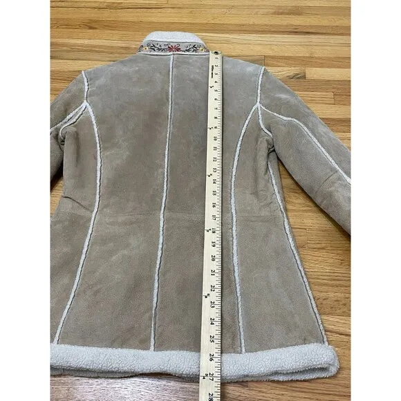 St John's Bay Phoebe Of Friends Jacket Women's S Beige Suede 90s Penny Lane