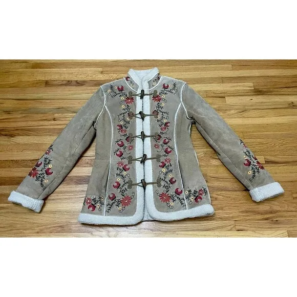 St John's Bay Phoebe Of Friends Jacket Women's S Beige Suede 90s Penny Lane