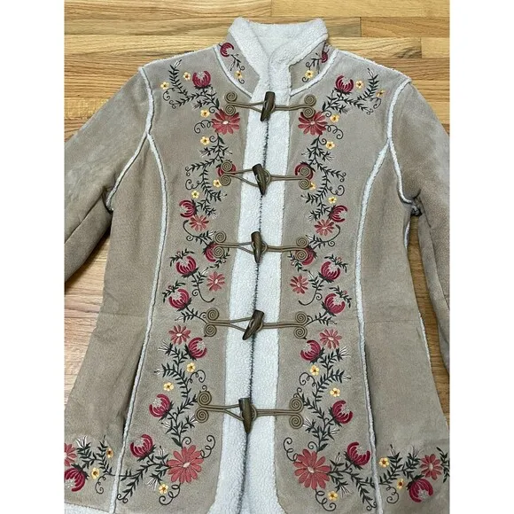 St John's Bay Phoebe Of Friends Jacket Women's S Beige Suede 90s Penny Lane