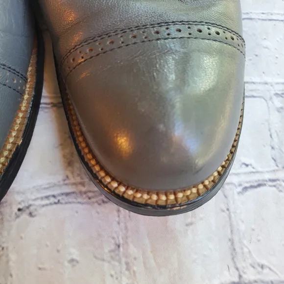 STACEY ADAMS MEN'S DRESS TIE-UP SHOES GRAY LEATHER SIZE 10D