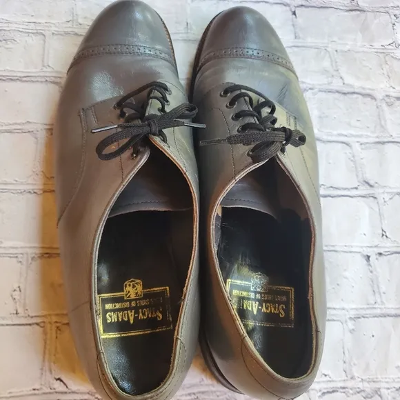 STACEY ADAMS MEN'S DRESS TIE-UP SHOES GRAY LEATHER SIZE 10D