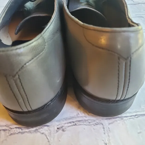 STACEY ADAMS MEN'S DRESS TIE-UP SHOES GRAY LEATHER SIZE 10D