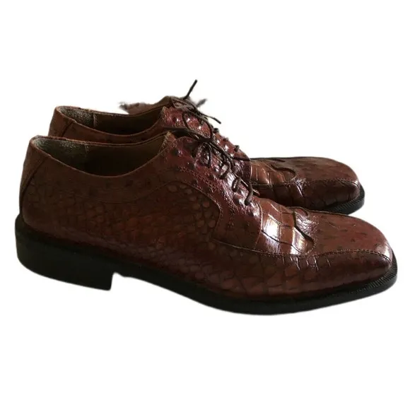 Stacy Adams Cognac Brown Alligator/Ostrich Print Shoes 24141 Men’s Size 9