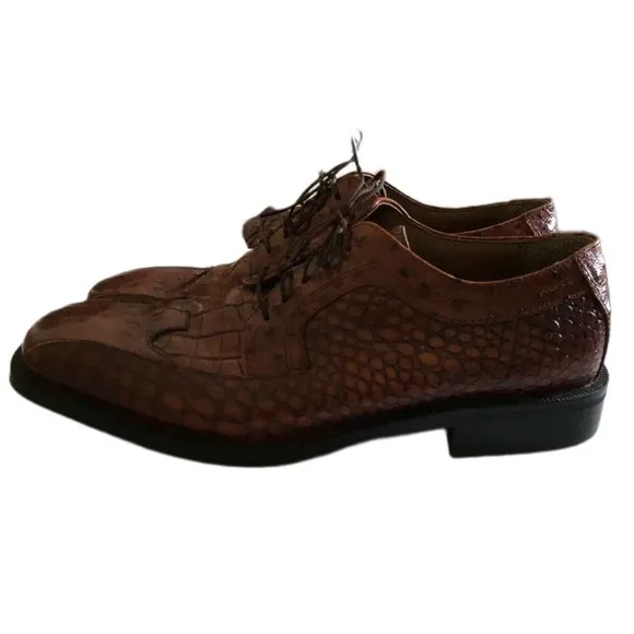 Stacy Adams Cognac Brown Alligator/Ostrich Print Shoes 24141 Men’s Size 9