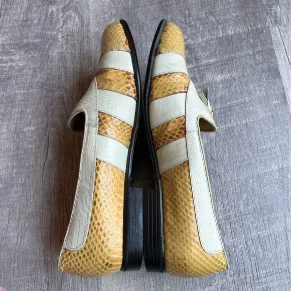 Stacy Adams Dress Shoes Loafers Cream Yellow Size 7.5