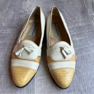 Stacy Adams Dress Shoes Loafers Cream Yellow Size 7.5