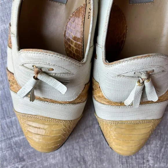 Stacy Adams Dress Shoes Loafers Cream Yellow Size 7.5