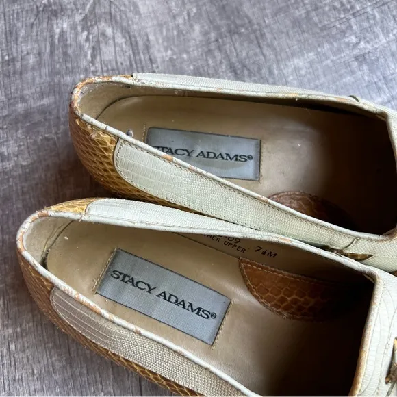 Stacy Adams Dress Shoes Loafers Cream Yellow Size 7.5