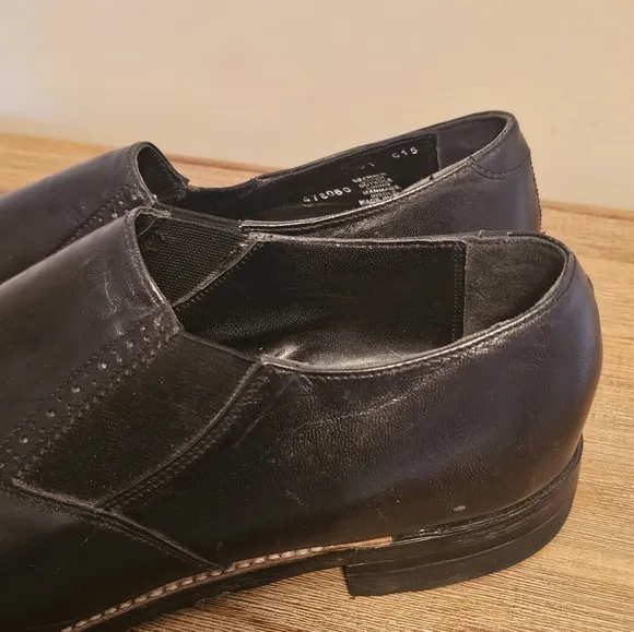 STACY ADAMS Madison Mens Cap Toe Black Leather Slip On Shoes