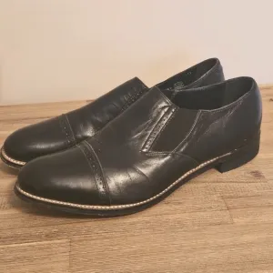 STACY ADAMS Madison Mens Cap Toe Black Leather Slip On Shoes
