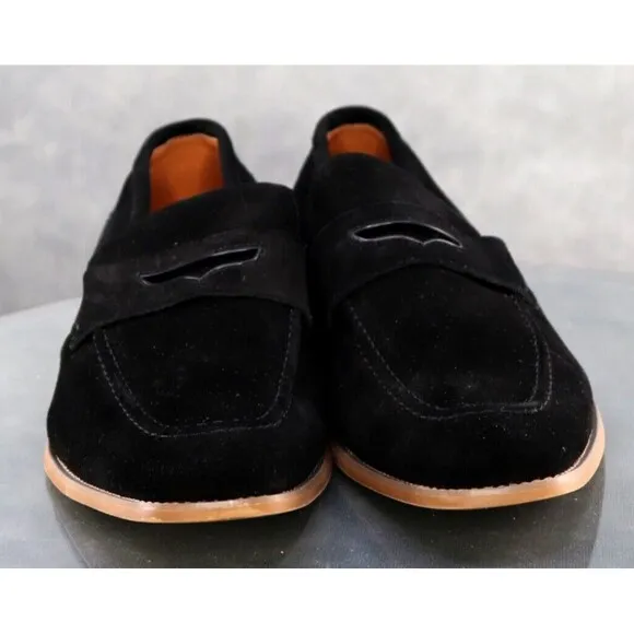 Stacy Adams Marlowe $120 Men's Penny Loafers Dress Shoes Sz 11.5 Suede Black EUC