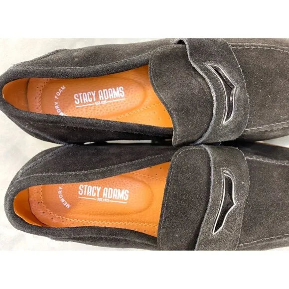 Stacy Adams Marlowe $120 Men's Penny Loafers Dress Shoes Sz 11.5 Suede Black EUC