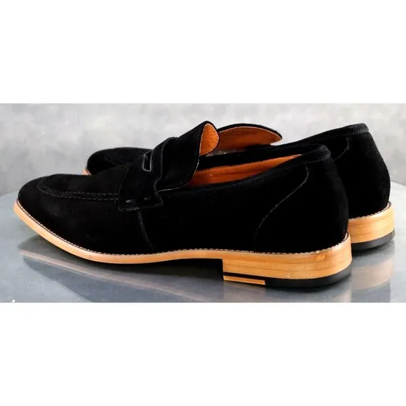 Stacy Adams Marlowe $120 Men's Penny Loafers Dress Shoes Sz 11.5 Suede Black EUC