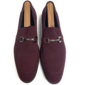Stacy Adams Mens Horsebit Dress Loafers Shoes Suede Maroon Size 10M