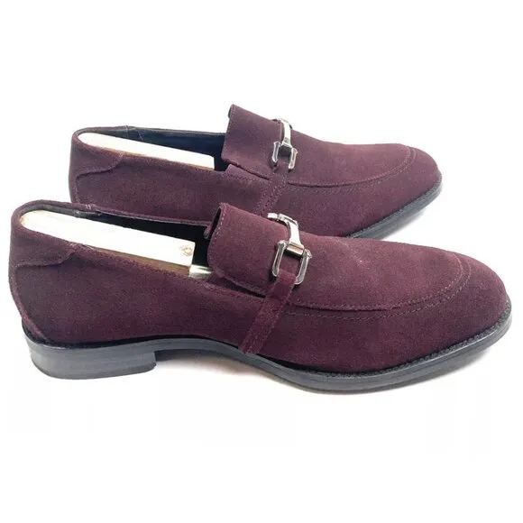 Stacy Adams Mens Horsebit Dress Loafers Shoes Suede Maroon Size 10M