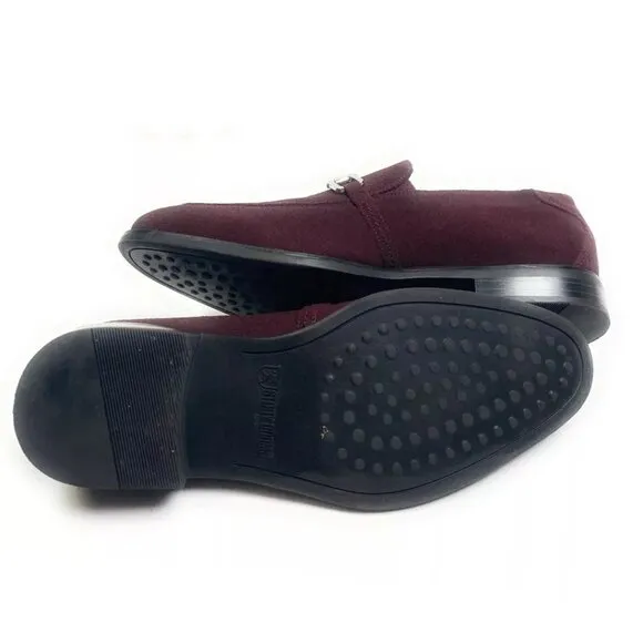 Stacy Adams Mens Horsebit Dress Loafers Shoes Suede Maroon Size 10M