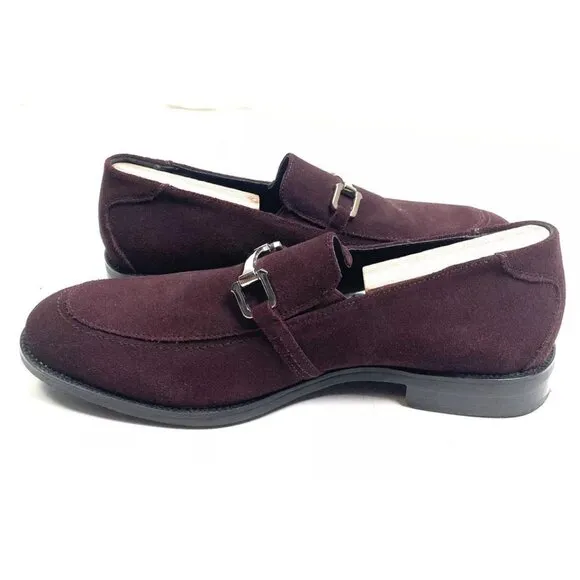 Stacy Adams Mens Horsebit Dress Loafers Shoes Suede Maroon Size 10M