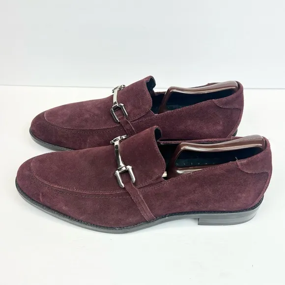 Stacy Adams Mens Horsebit Dress Loafers Shoes Suede Maroon Size 9M
