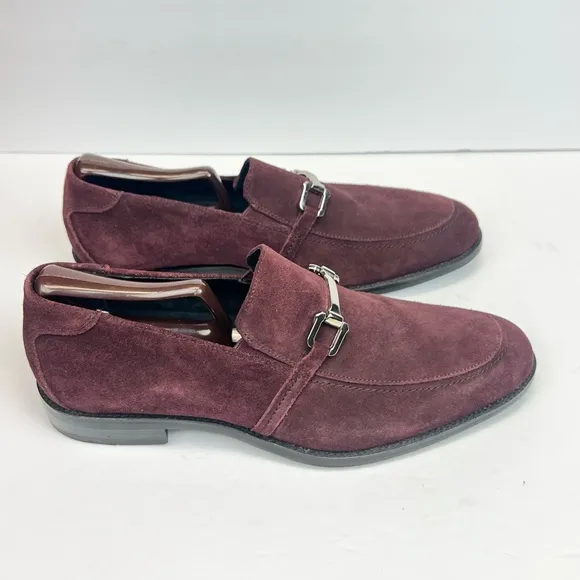 Stacy Adams Mens Horsebit Dress Loafers Shoes Suede Maroon Size 9M