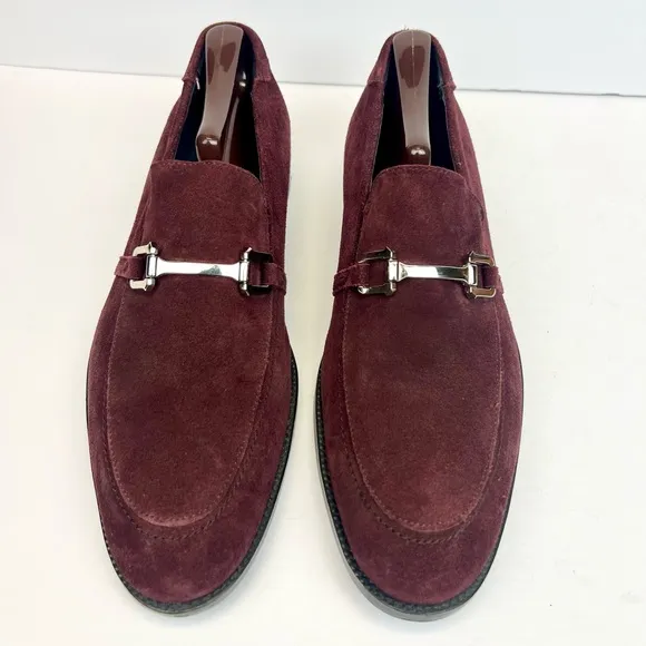 Stacy Adams Mens Horsebit Dress Loafers Shoes Suede Maroon Size 9M