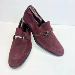 Stacy Adams Mens Horsebit Dress Loafers Shoes Suede Maroon Size 9M