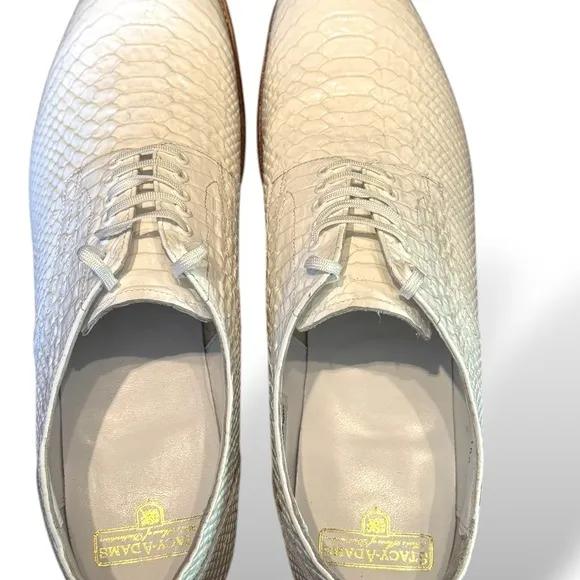 Stacy Adams Men's Madison 100% Leather Oxford White Dress Shoes Anaconda 13‎ D