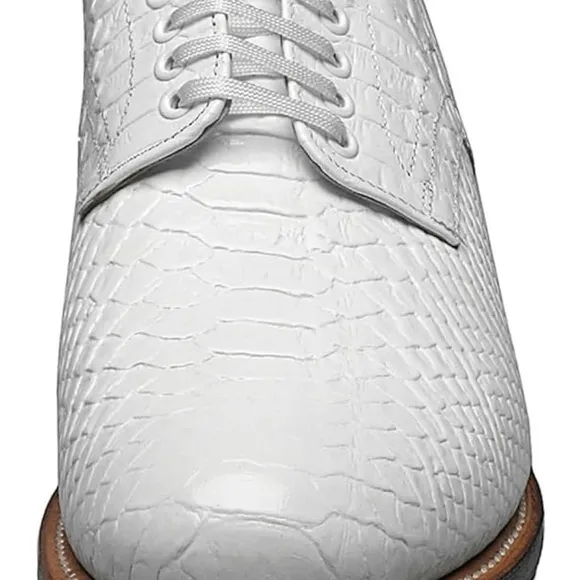 Stacy Adams Men's Madison 100% Leather Oxford White Dress Shoes Anaconda 13‎ D