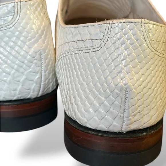 Stacy Adams Men's Madison 100% Leather Oxford White Dress Shoes Anaconda 13‎ D