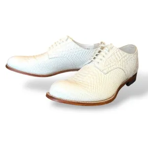 Stacy Adams Men's Madison 100% Leather Oxford White Dress Shoes Anaconda 13‎ D