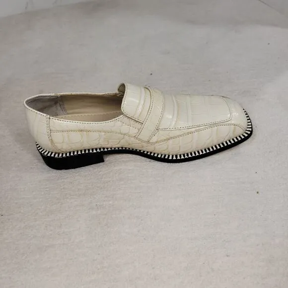 Stacy Adams Shoes Mens Sz 7M Biege Leather Workwear Business Dress Crocodile