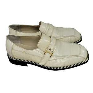 Stacy Adams Shoes Mens Sz 7M Biege Leather Workwear Business Dress Crocodile