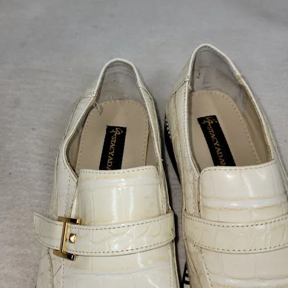 Stacy Adams Shoes Mens Sz 7M Biege Leather Workwear Business Dress Crocodile