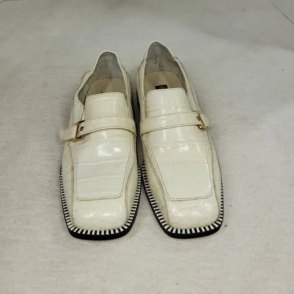Stacy Adams Shoes Mens Sz 7M Biege Leather Workwear Business Dress Crocodile