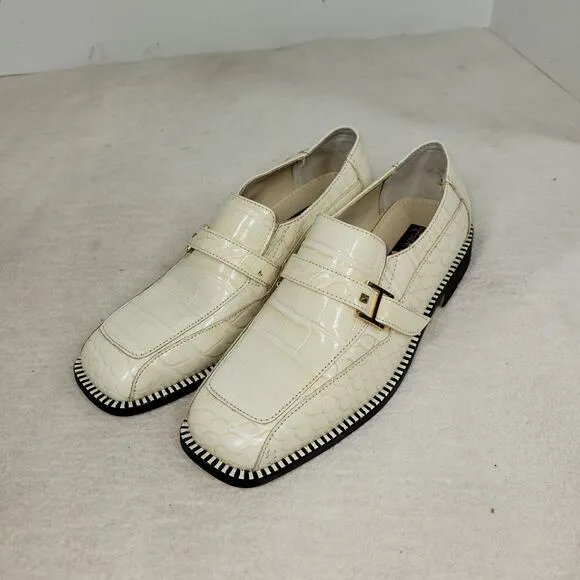 Stacy Adams Shoes Mens Sz 7M Biege Leather Workwear Business Dress Crocodile