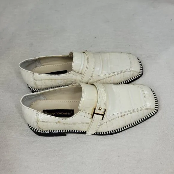 Stacy Adams Shoes Mens Sz 7M Biege Leather Workwear Business Dress Crocodile